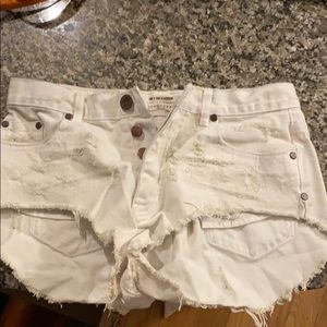 White One Teaspoon distressed denim shorts